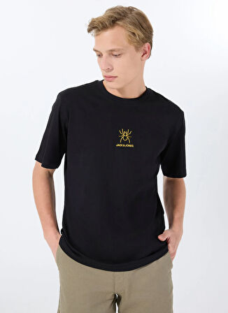 Jack & Jones Bisiklet Yaka Siyah Erkek T-Shirt 12288517_JORANIMAL TEE SS CREW NECK