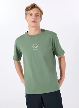 Jack & Jones Bisiklet Yaka Koyu Yeşil Erkek T-Shirt 12288517_JORANIMAL TEE SS CREW NECK