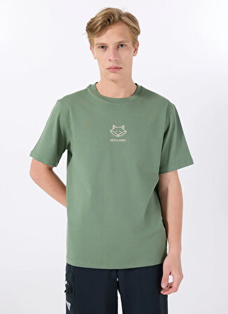 Jack & Jones Bisiklet Yaka Koyu Yeşil Erkek T-Shirt 12288517_JORANIMAL TEE SS CREW NECK