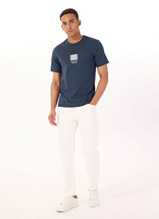 Jack & Jones Bisiklet Yaka Lacivert Erkek T-Shirt 12288570_JCOBARCODE TEE SS CREW NEC