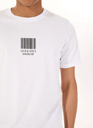 Jack & Jones Bisiklet Yaka Beyaz Erkek T-Shirt 12288570_JCOBARCODE TEE SS CREW NEC