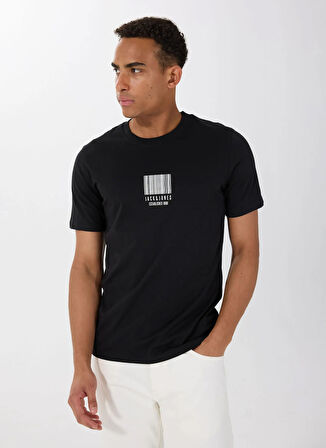 Jack & Jones Bisiklet Yaka Siyah Erkek T-Shirt 12288570_JCOBARCODE TEE SS CREW NEC