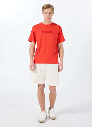 Jack & Jones Bisiklet Yaka Kırmızı Erkek T-Shirt 12288567_JORBRAND TEE SS CREW NECK