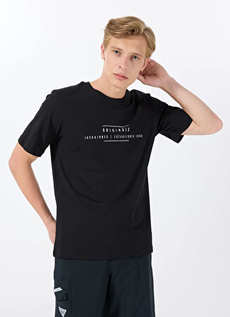 Jack & Jones Bisiklet Yaka Siyah Erkek T-Shirt 12288375_JORREMINDER TEE SS CREW NE