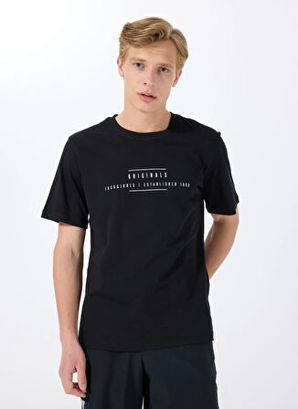Jack & Jones Bisiklet Yaka Siyah Erkek T-Shirt 12288375_JORREMINDER TEE SS CREW NE