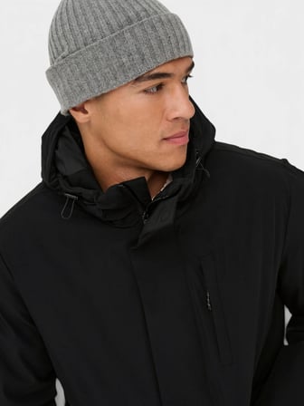 ONSENRICO WATERPROOF STRETCH PARKA NOOS Erkek Siyah Mont - 22037057