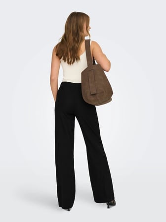 Only OnlGoa MW Linen Bl Pull-Up Pant CC Pnt Kadın Pantolon Siyah (15363676)