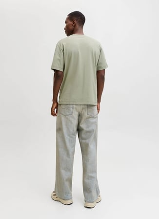 Jack & Jones Bisiklet Yaka Yeşil Erkek T-Shirt 12282892 JORNORREBRO EMB TEE CNECK