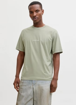 Jack & Jones Bisiklet Yaka Yeşil Erkek T-Shirt 12282892 JORNORREBRO EMB TEE CNECK