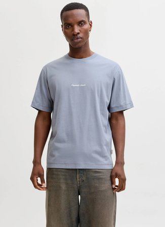 Jack & Jones Bisiklet Yaka Gri Erkek T-Shirt 12282892 JORNORREBRO EMB TEE CNECK