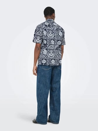 Only & Sons Onswhite Resort Reg SS Shirt Erkek Gömlek Mavi (22037244)