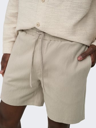 Only & Sons Erkek Belden Büzgülü Bej Şort - 22037537