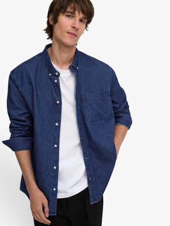 ONSORSON REGULAR YFM DNM SHIRT NOOS Erkek Mavi  - 22036600
