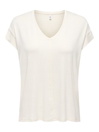 ONLCARRIE S/S STITCH GLITTER TOP JRS Kadın Gri T-Shirt - 15369279