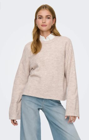 ONLY KADIN ONLSIMONI L/S O-NECK BEJ KAZAK - 15368976