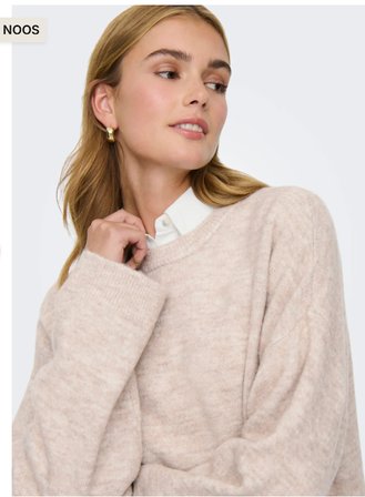 ONLY KADIN ONLSIMONI L/S O-NECK BEJ KAZAK - 15368976