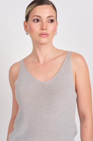 ONLSHINA SL GLITTER TOP KNT Kadın Gri Bluz - 15322379
