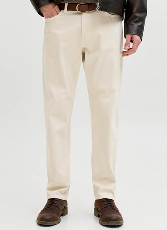 Jack & Jones Ekru Erkek Relaxed Denim Pantolon 12289530 JJICHRIS JJORIGINAL SQ 813