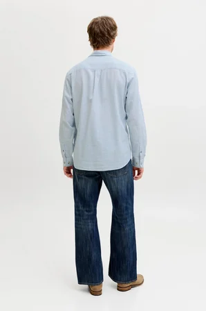 Jack & Jones JJESUMMER Linen Blend Erkek Keten Karışımlı Uzun Kollu Gömlek Yazlık 