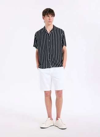 Jack & Jones Siyah Erkek Regular Fit Gömlek 12288853 JJEJEFF RESORT STRIPESHIRT