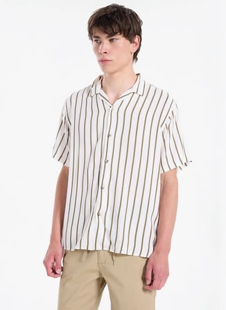 Jack & Jones Beyaz Erkek Regular Fit Gömlek 12288853 JJEJEFF RESORT STRIPESHIRT