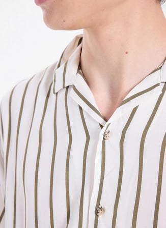 Jack & Jones Beyaz Erkek Regular Fit Gömlek 12288853 JJEJEFF RESORT STRIPESHIRT