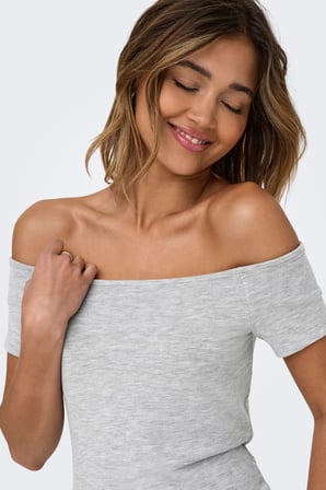 Only Onlluca Regular Fit Madonna Yaka T Shirt Bayan T SHİRT 15369909 GRİ