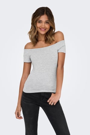 Only Onlluca Regular Fit Madonna Yaka T Shirt Bayan T SHİRT 15369909 GRİ