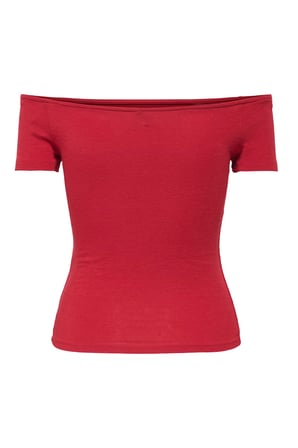 Only Onlluca Regular Fit Madonna Yaka T Shirt Bayan T SHİRT 15369909 KIRMIZI