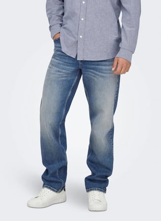 Only & Sons Lacivert Erkek Taşlamalı Denim Pantolon 22036639 ONSEDGE DMB 6639 DOT DNM