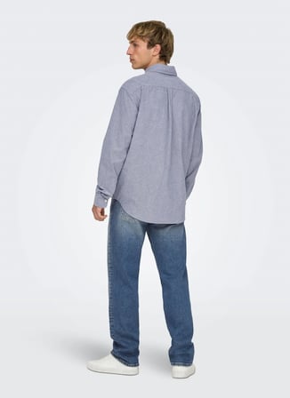 Only & Sons Lacivert Erkek Taşlamalı Denim Pantolon 22036639 ONSEDGE DMB 6639 DOT DNM