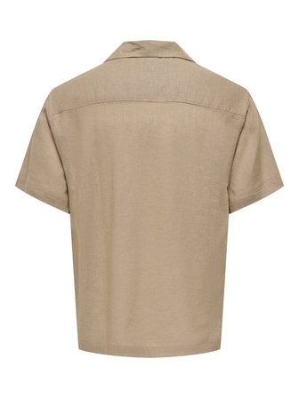 ONSLAURENCE LINEN RESORT COLLAR SS NOOS Erkek Gri Gömlek - 22036242