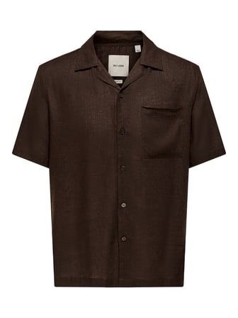 ONSLAURENCE LINEN RESORT COLLAR SS NOOS Erkek Kahverengi Gömlek - 22036242