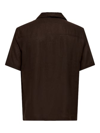 ONSLAURENCE LINEN RESORT COLLAR SS NOOS Erkek Kahverengi Gömlek - 22036242