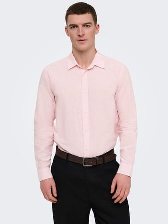 ONSCAIDEN LIFE LS SOLID LINEN BLEND NOOS Erkek Kırmızı Gömlek - 22012321