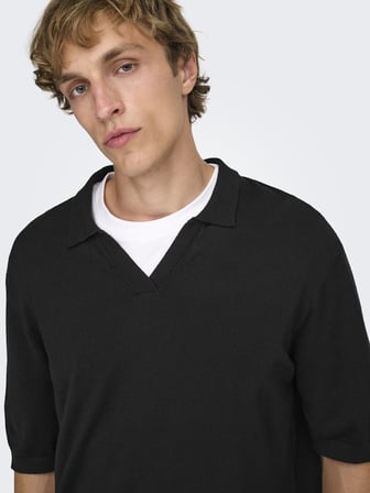 ONSWYLER LIFE RLX 12 SS SPLIT KNIT NOOS Erkek Siyah Kazak - 22036158