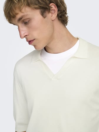 ONSWYLER LIFE RLX 12 SS SPLIT KNIT NOOS Erkek Beyaz Kazak - 22036158