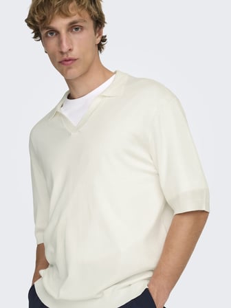 ONSWYLER LIFE RLX 12 SS SPLIT KNIT NOOS Erkek Beyaz Kazak - 22036158