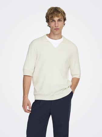 ONSWYLER LIFE RLX 12 SS SPLIT KNIT NOOS Erkek Beyaz Kazak - 22036158