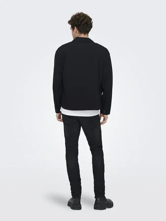 ONSWILL 0292 LOOSE OVERSHIRT Erkek Siyah Gömlek - 22036352