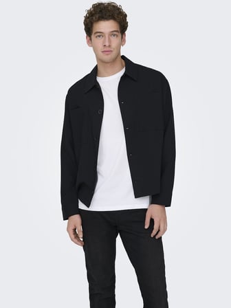 ONSWILL 0292 LOOSE OVERSHIRT Erkek Siyah Gömlek - 22036352