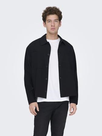 ONSWILL 0292 LOOSE OVERSHIRT Erkek Siyah Gömlek - 22036352