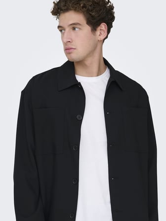 ONSWILL 0292 LOOSE OVERSHIRT Erkek Siyah Gömlek - 22036352