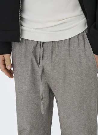Only & Sons Lastikli Bel Rahat Açık Kahve Erkek Chino Pantolon 22028267 ONSSINUS LOOSE LIN PNT NOS
