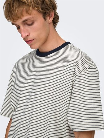 ONSFRED LIFE RLX SS STRIPE TEE NOOS Erkek White T-Shirt - 22036384
