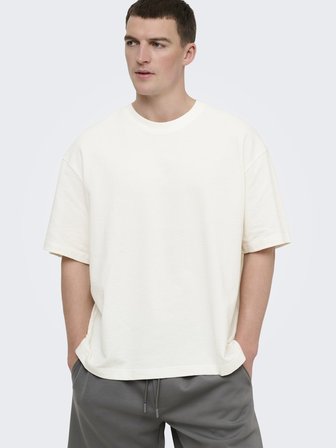 ONSLENNY OVZ SS STRCT TEE NOOS Erkek Beyaz T-Shirt - 22036392