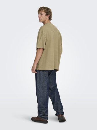 ONSLENNY OVZ SS STRCT TEE NOOS Erkek Kahverengi T-Shirt - 22036392