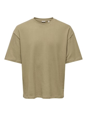 ONSLENNY OVZ SS STRCT TEE NOOS Erkek Kahverengi T-Shirt - 22036392