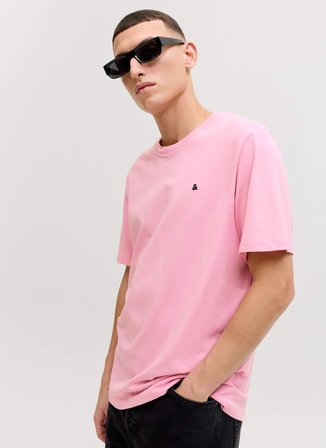 Jack & Jones Bisiklet Yaka Pembe Erkek T-Shirt 12245087 JJEPAULOS TEE SS CREW NECK