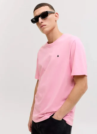 Jack & Jones Bisiklet Yaka Pembe Erkek T-Shirt 12245087 JJEPAULOS TEE SS CREW NECK